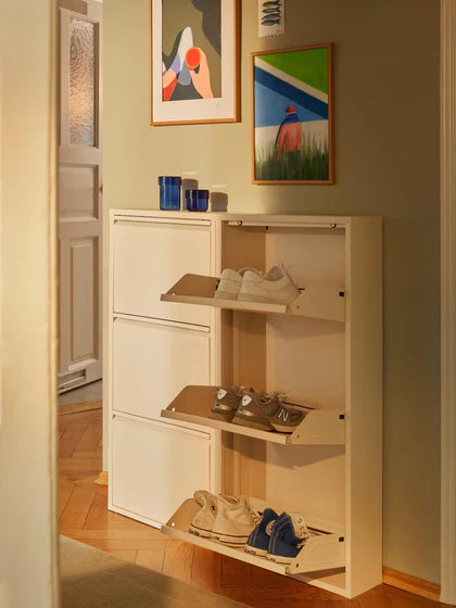 Lot de 2 - 1 payé = 2 reçus Meuble à chaussures mural pliable Caruso - Blanc