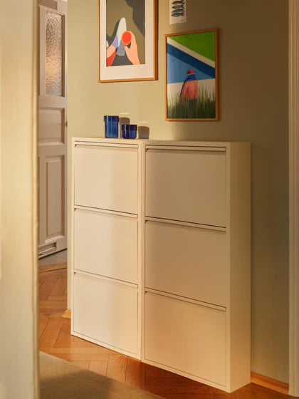 Lot de 2 - 1 payé = 2 reçus Meuble à chaussures mural pliable Caruso - Blanc