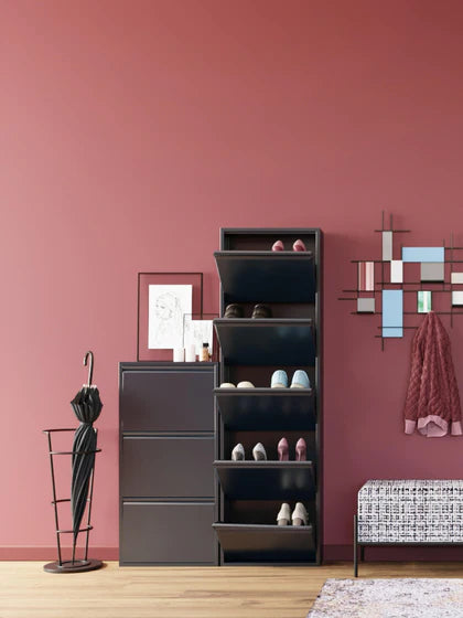 Lot de 2 - 1 payé = 2 reçus Meuble à chaussures mural pliable Caruso - Gris foncé